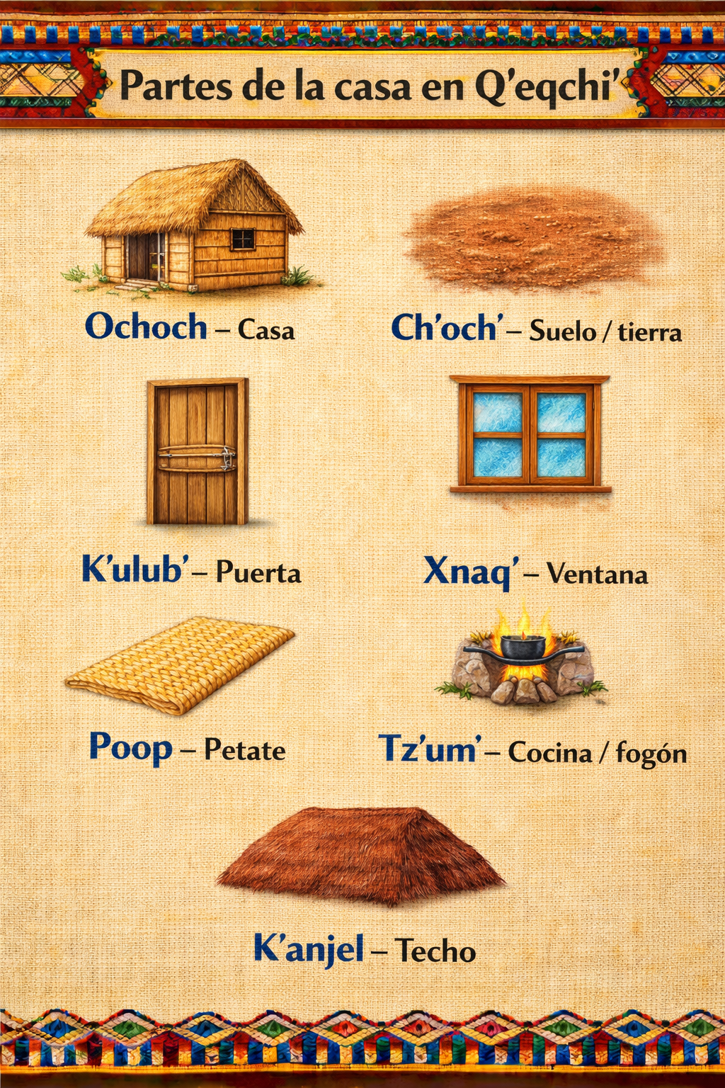 Idioma Q’eqchi’: abecedario, vocabulario y ejemplos educativos