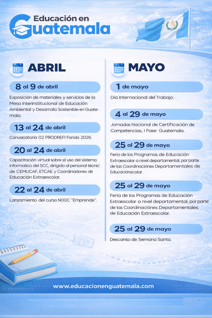 calendario-de-educacion-extraescolar-dosmilveintiseis-abril-y-mayo-en-guatemala